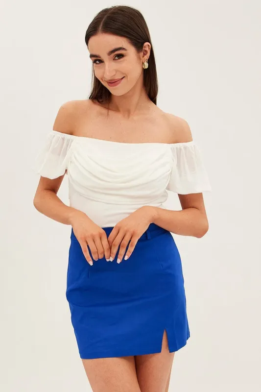 White Crop Top Short Sleeve Cowl Neck Mesh sold by Ally Fashion