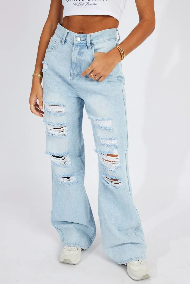 Denim Wide Leg Jean High Rise sold by Ally Fashion