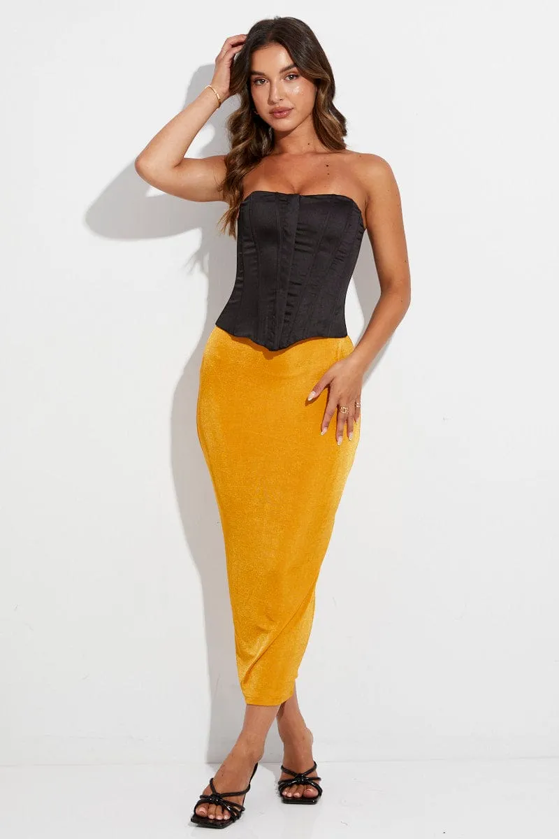 Orange Midi Skirt Bodycon sold by Ally Fashion