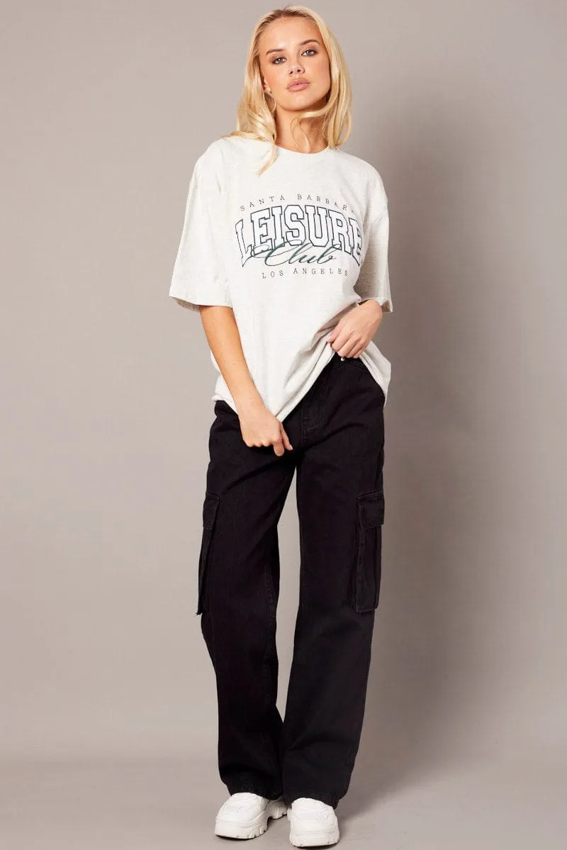 Grey Graphic Tee Short Sleeve sold by Ally Fashion product image thumbnail 2