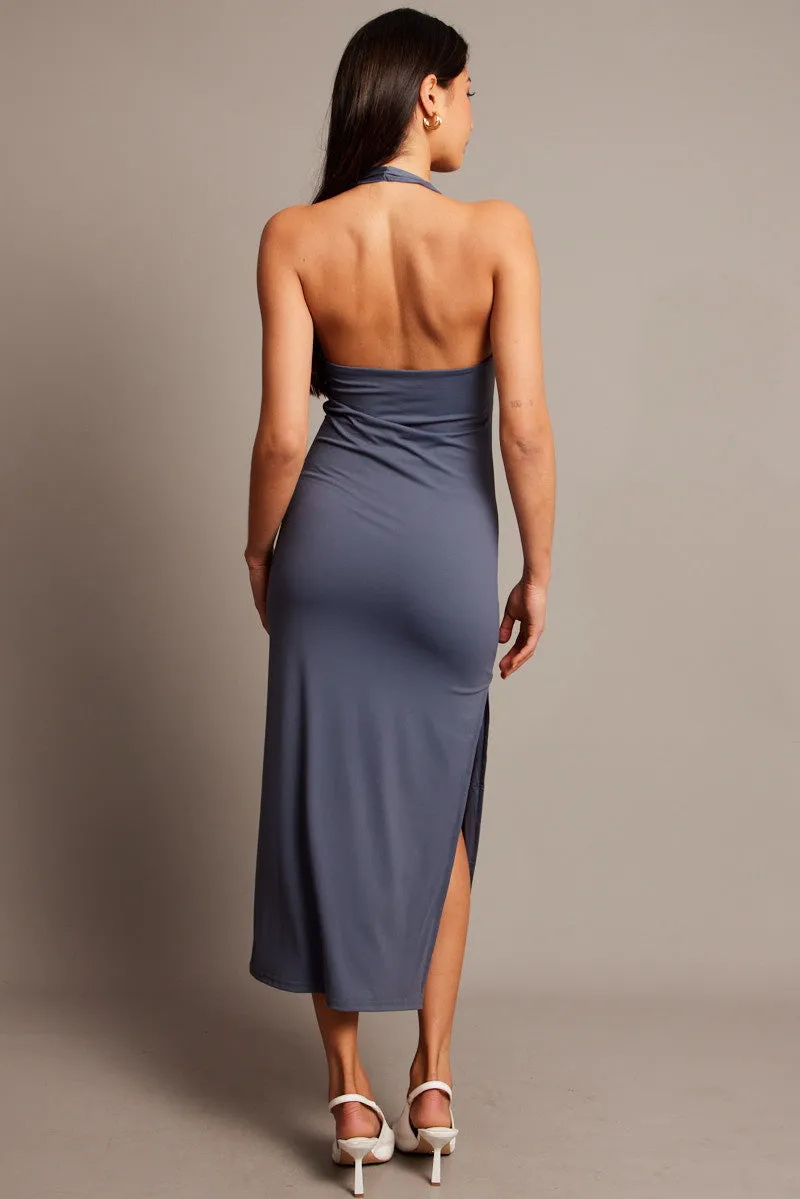 Blue Bodycon Dress Halter Neck sold by Ally Fashion product image thumbnail 5