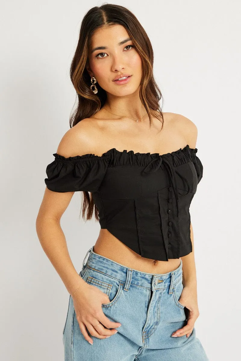 Black Corset Top Short Sleeve sold by Ally Fashion