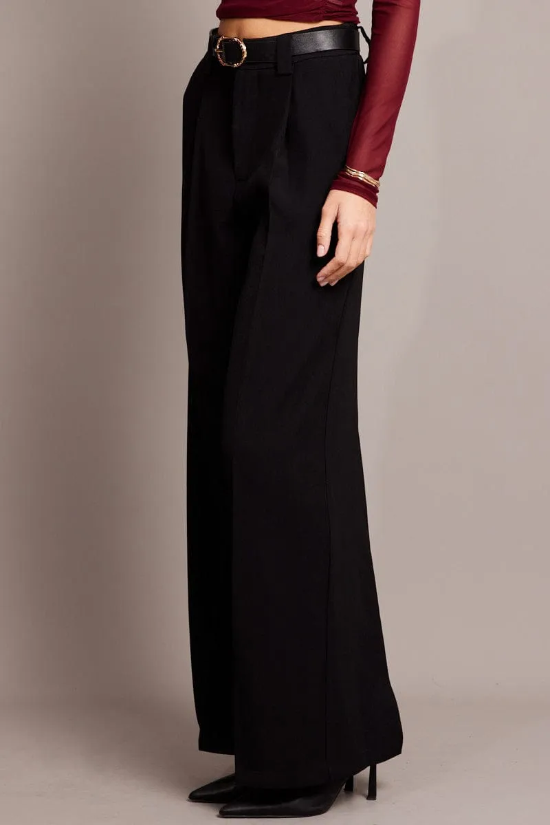 Black Wide Leg Pants High Rise sold by Ally Fashion product image thumbnail 4