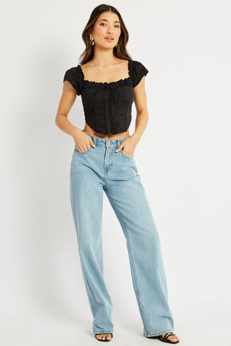 Black Corset Top Short Sleeve sold by Ally Fashion product image thumbnail 2