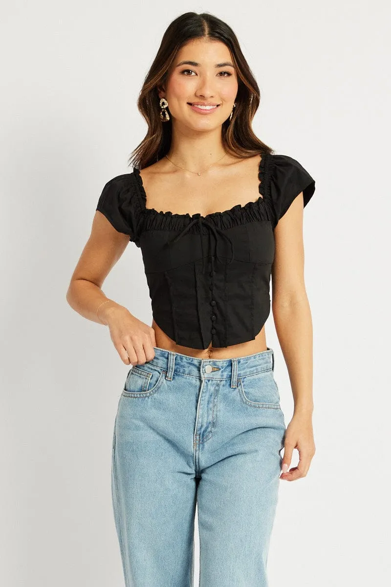 Black Corset Top Short Sleeve sold by Ally Fashion product image thumbnail 3