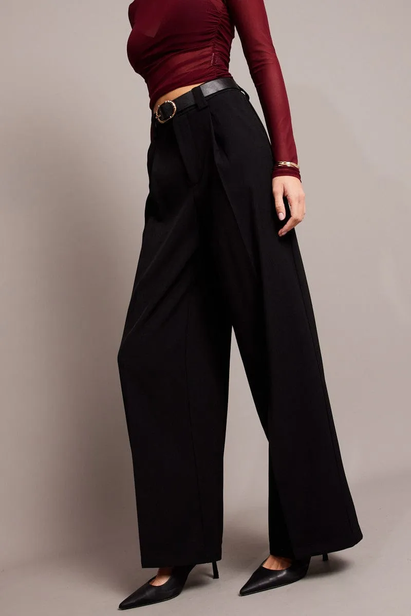 Black Wide Leg Pants High Rise sold by Ally Fashion product image thumbnail 3