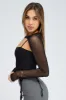 Black Garter Corset Shrug Long Sleeve Mesh sold by Ally Fashion