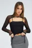 Black Garter Corset Shrug Long Sleeve Mesh sold by Ally Fashion