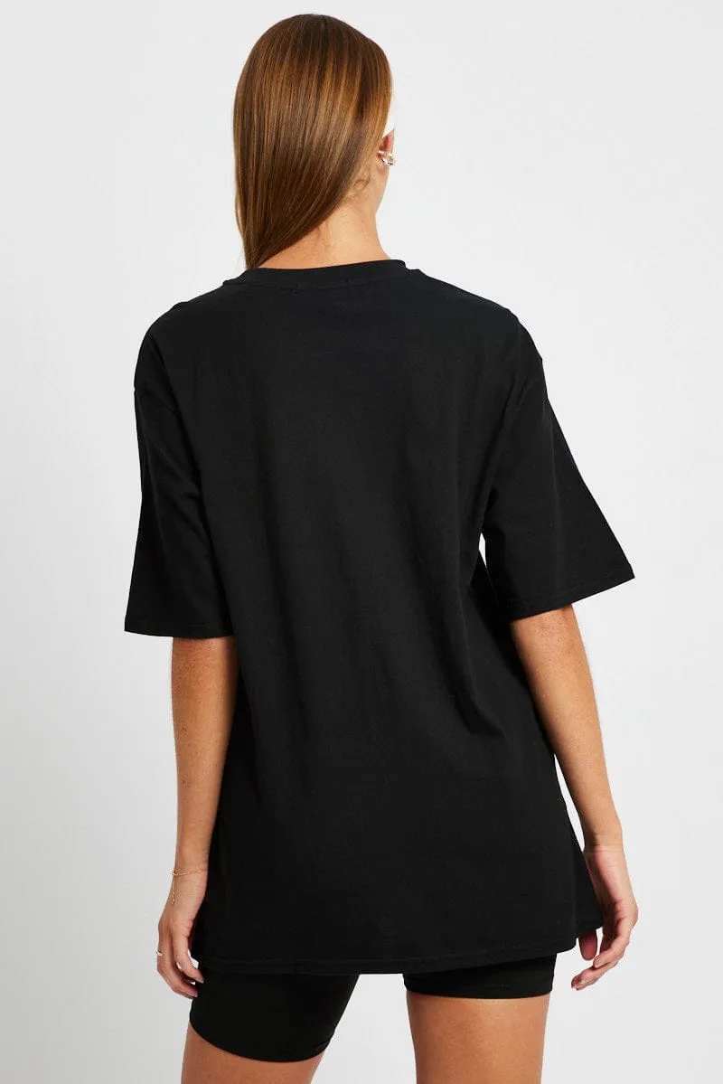Black Graphic Tee Short Sleeve sold by Ally Fashion product image thumbnail 5