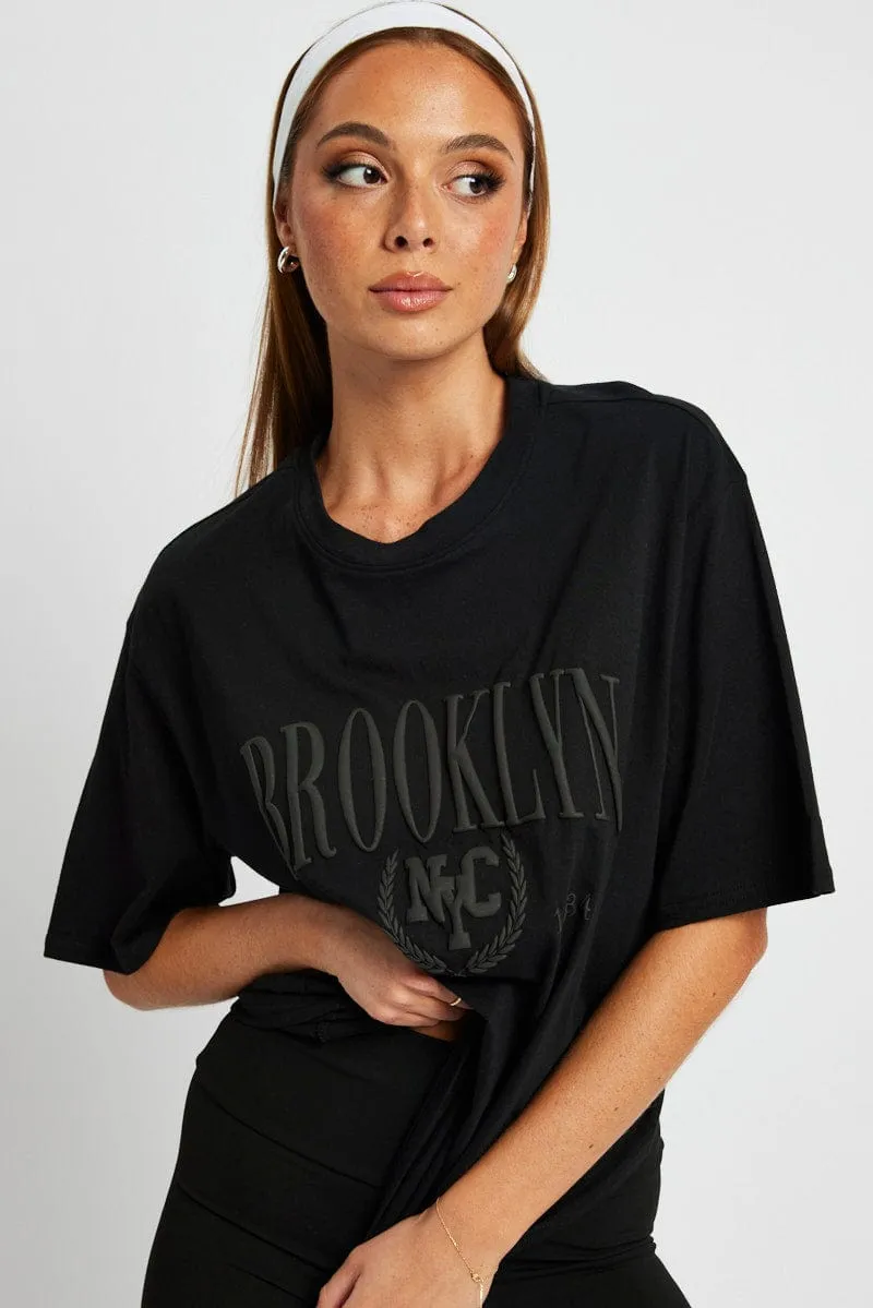Black Graphic Tee Short Sleeve sold by Ally Fashion product image thumbnail 3