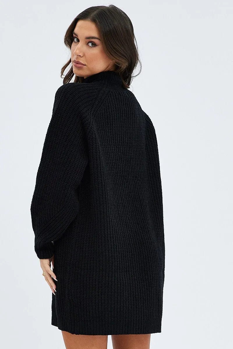 Black Knit Dress High Neck Oversized Chenille sold by Ally Fashion product image thumbnail 5