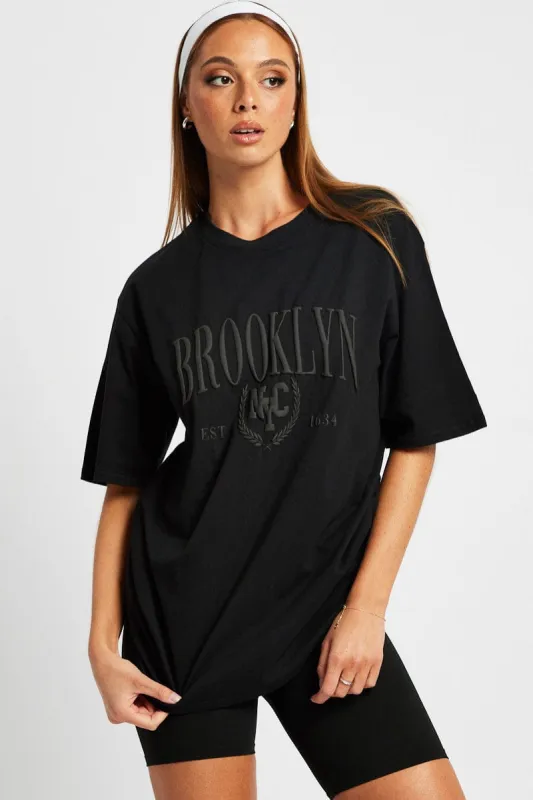Black Graphic Tee Short Sleeve sold by Ally Fashion