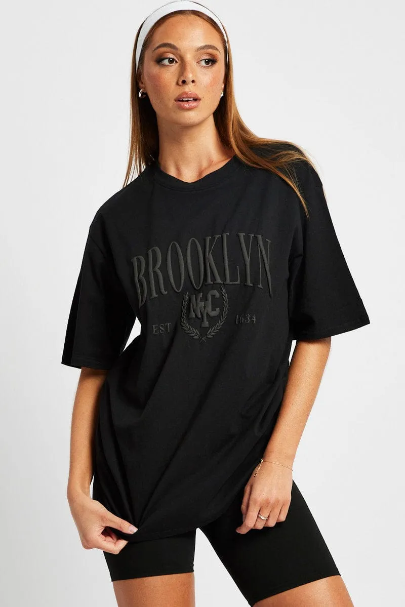 Black Graphic Tee Short Sleeve sold by Ally Fashion