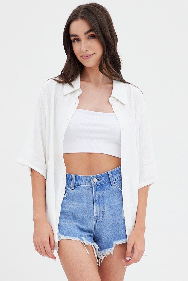 White Shirt Collar Short Sleeve sold by Ally Fashion product image thumbnail 3