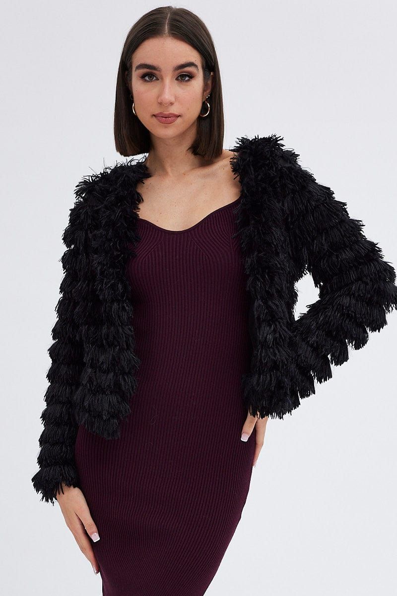 Black Shag Faux Fur Jacket sold by Ally Fashion product image thumbnail 3