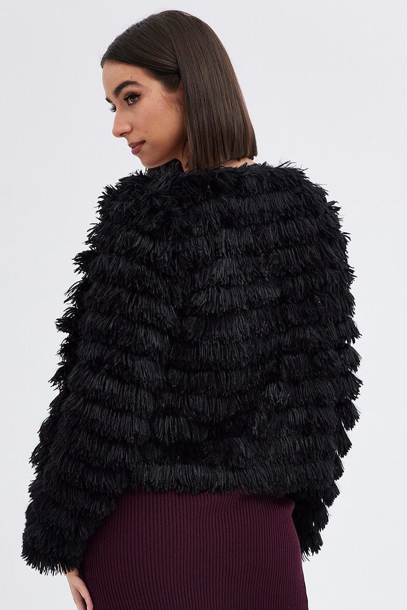 Black Shag Faux Fur Jacket sold by Ally Fashion product image thumbnail 5