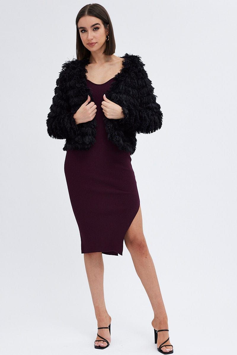 Black Shag Faux Fur Jacket sold by Ally Fashion product image thumbnail 2