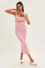 Pink Knit Dress Midi Sleeveless Contrast Binding sold by Ally Fashion