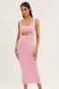Pink Knit Dress Midi Sleeveless Contrast Binding sold by Ally Fashion