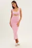 Pink Knit Dress Midi Sleeveless Contrast Binding sold by Ally Fashion