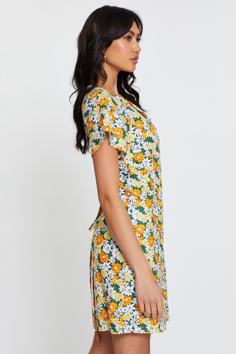 Print Fit And Flare Dress Short Sleeve V Neck sold by Ally Fashion product image thumbnail 4