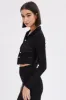 Black Crop Shirt Long Sleeve Collar Textured sold by Ally Fashion