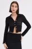 Black Crop Shirt Long Sleeve Collar Textured sold by Ally Fashion