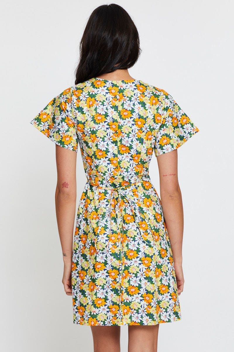 Print Fit And Flare Dress Short Sleeve V Neck sold by Ally Fashion product image thumbnail 5