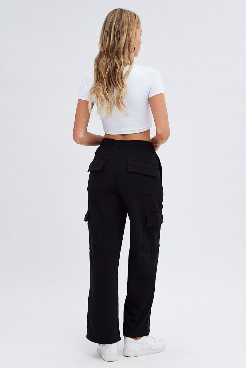 Black Cargo Track Pants High Rise sold by Ally Fashion product image thumbnail 5