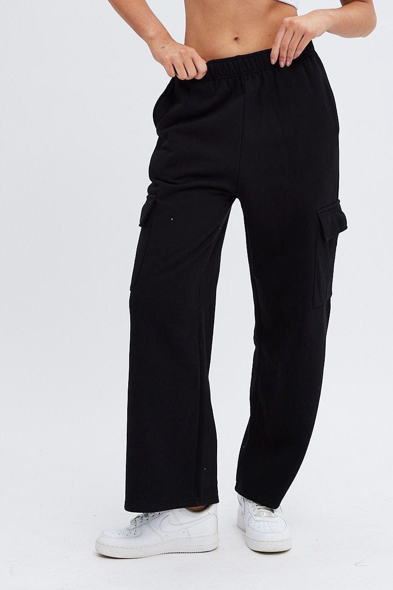 Black Cargo Track Pants High Rise sold by Ally Fashion product image thumbnail 2