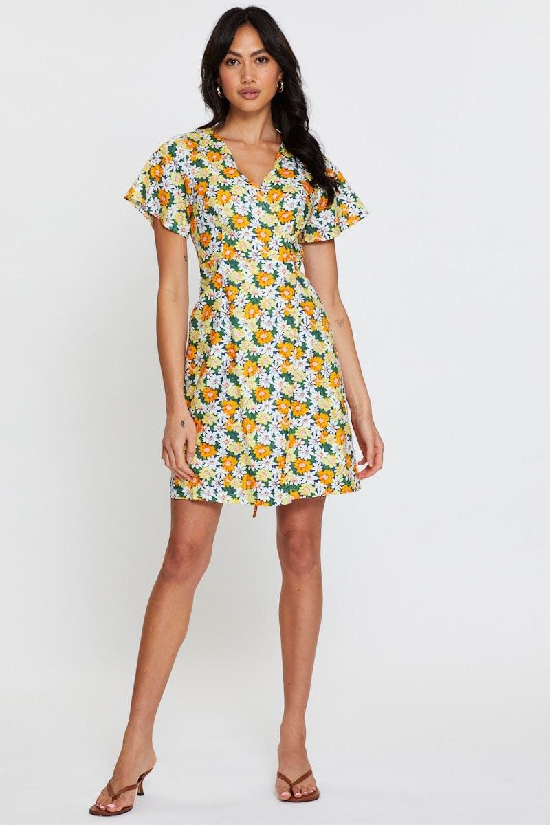 Print Fit And Flare Dress Short Sleeve V Neck sold by Ally Fashion product image thumbnail 2