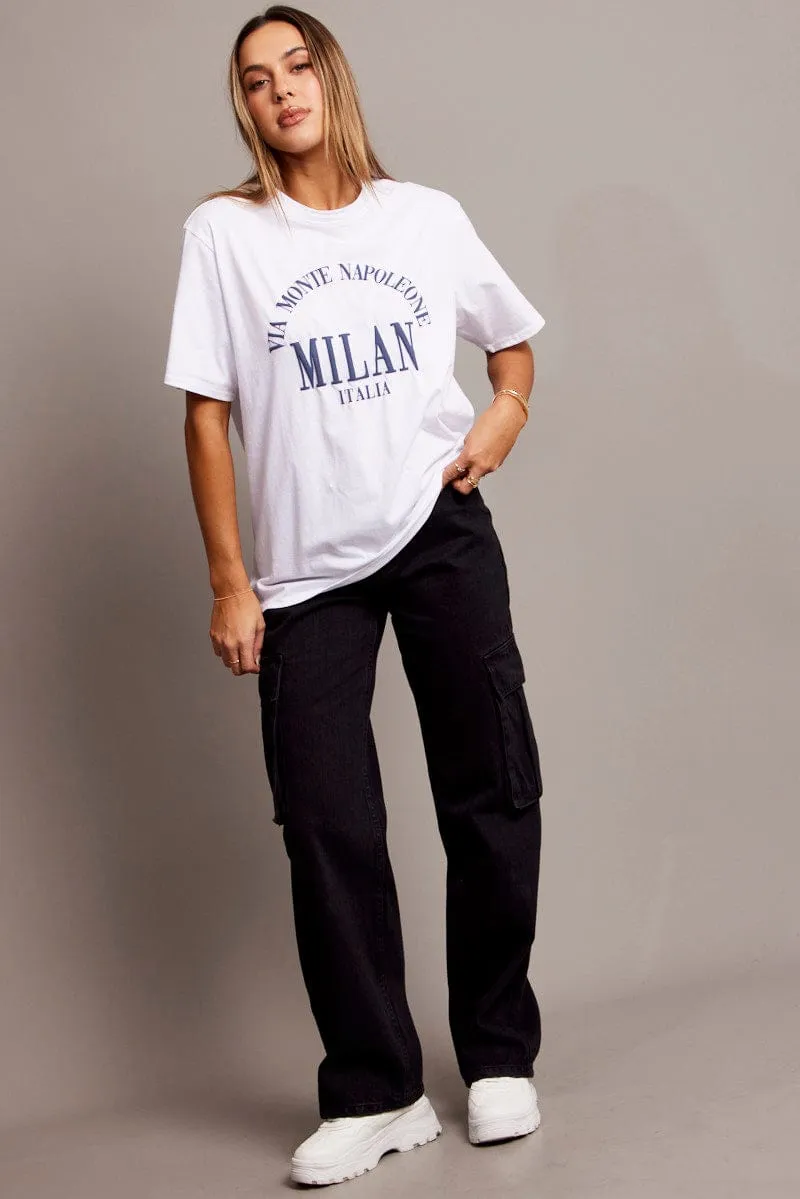 White Graphic Tee Short Sleeve sold by Ally Fashion product image thumbnail 3