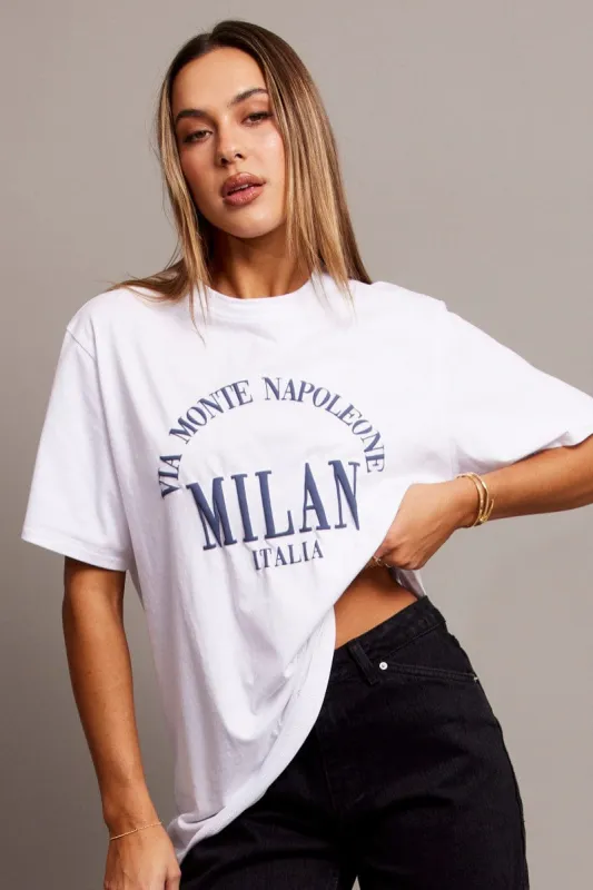 White Graphic Tee Short Sleeve sold by Ally Fashion