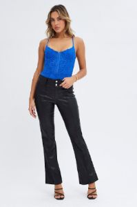 Blue Corset Top Sleeveless Lace Bodysuit sold by Ally Fashion