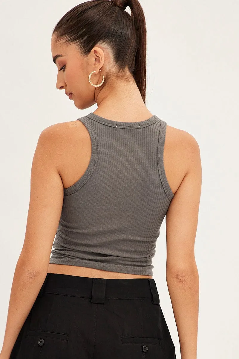 Grey Tank Sleeveless Crew Neck Rib Eagle Graphic sold by Ally Fashion product image thumbnail 5
