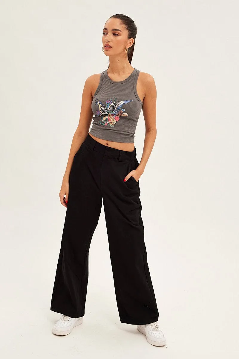 Grey Tank Sleeveless Crew Neck Rib Eagle Graphic sold by Ally Fashion product image thumbnail 2