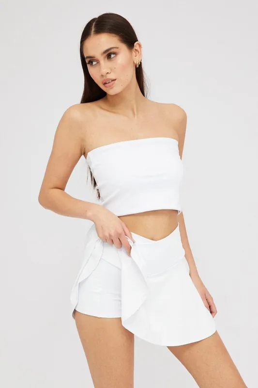 White Flare Mini Skort sold by Ally Fashion