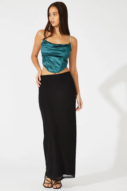 Black Maxi Skirt High Rise Mesh sold by Ally Fashion