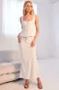 Beige Slip Skirt Midi Linen Blend sold by Ally Fashion
