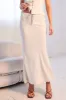 Beige Slip Skirt Midi Linen Blend sold by Ally Fashion