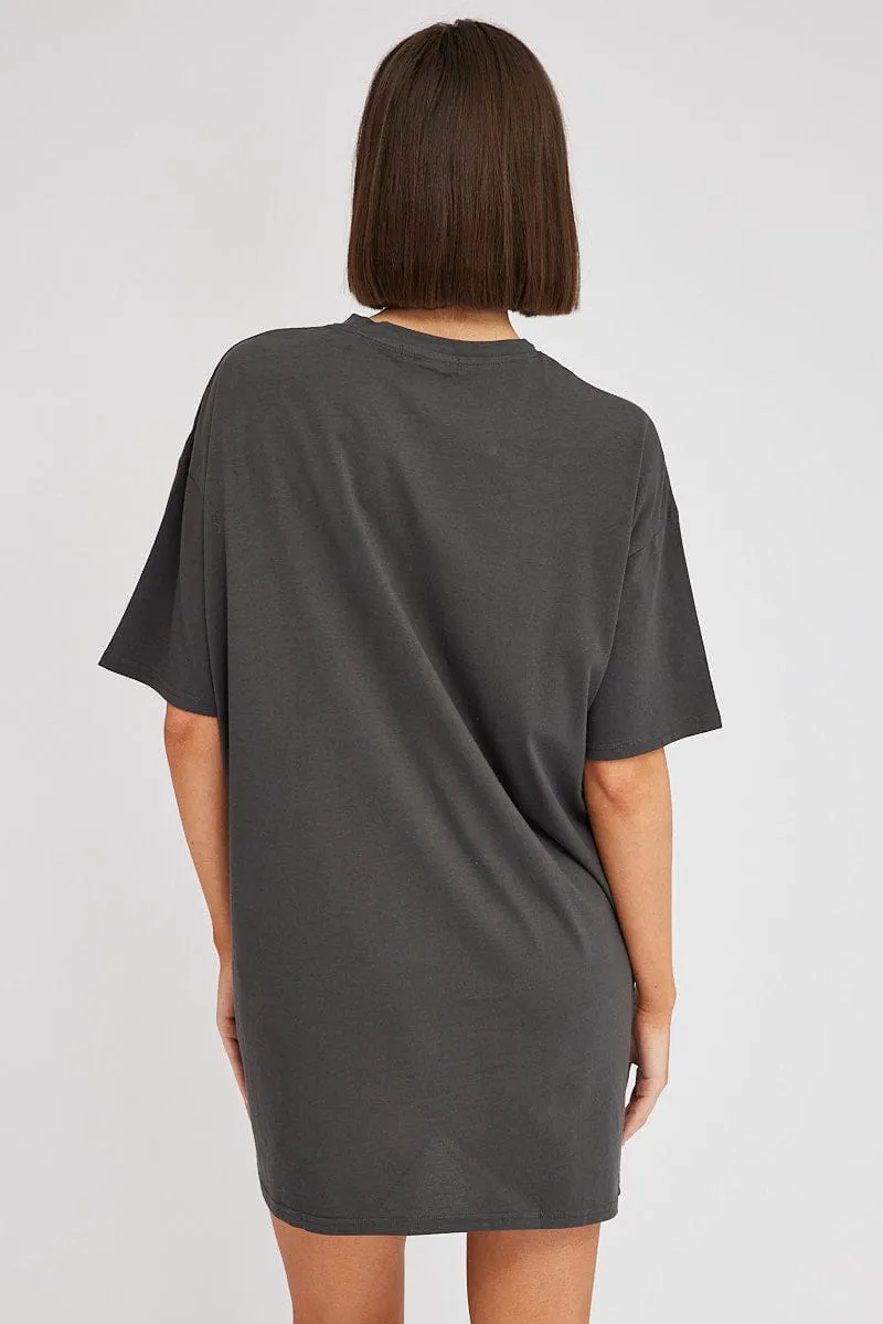 Black Graphic T Dress Short Sleeve sold by Ally Fashion product image thumbnail 5