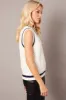 White Knit Vest Sleeveless V Neck Cable sold by Ally Fashion
