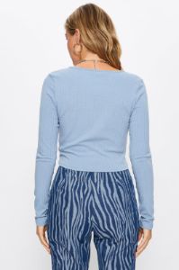 Blue Crop Top Long Sleeve Round Neck sold by Ally Fashion