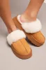Beige Chunky Faux Fur Mule Slippers sold by Ally Fashion