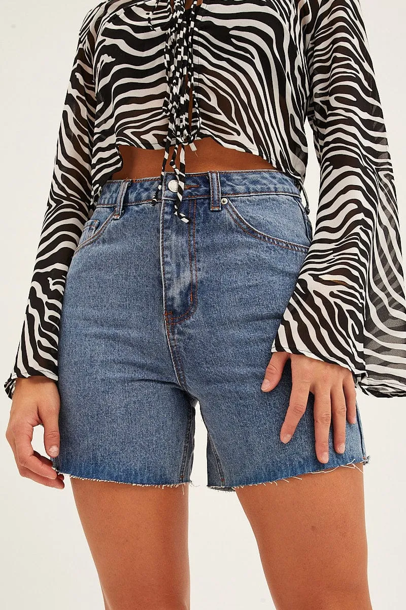 Blue Shorts High Rise Longline sold by Ally Fashion product image thumbnail 2