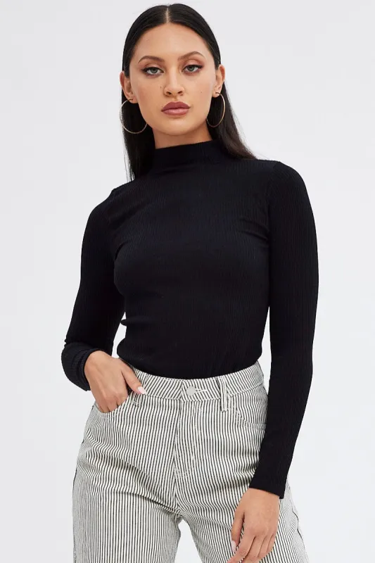 Black Top Long sleeve High neck Seamless sold by Ally Fashion