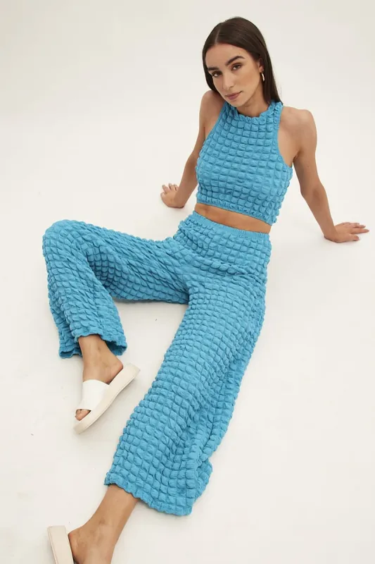 Blue Wide Leg Pants sold by Ally Fashion