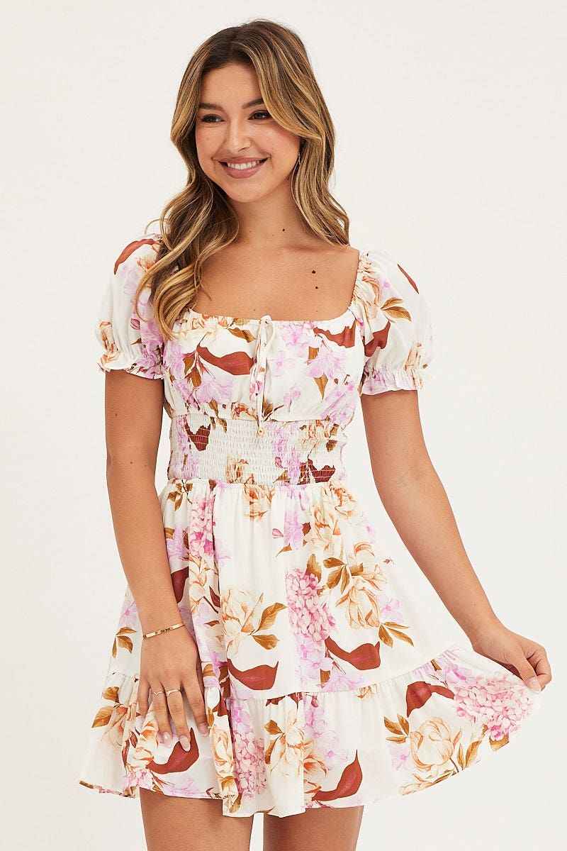 Print Mini Dress Short Sleeve Evening sold by Ally Fashion