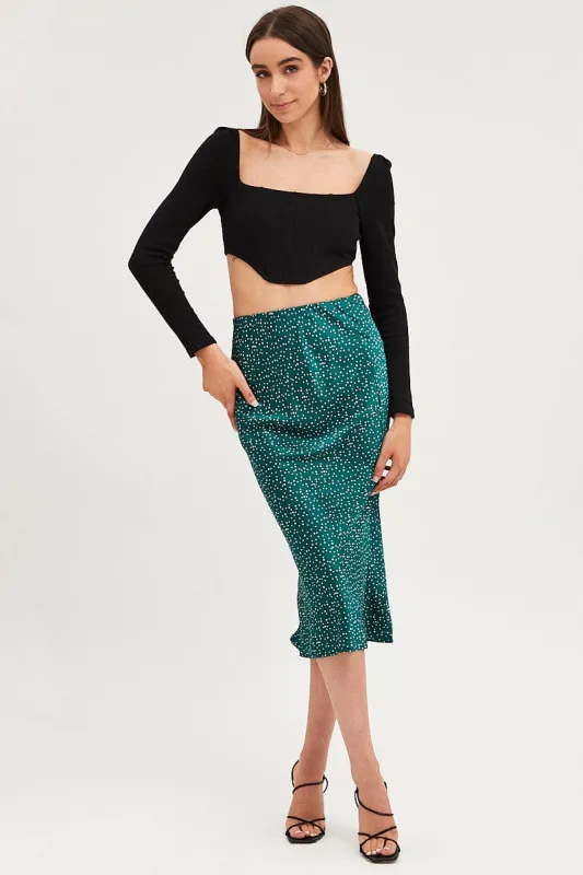 Polka Dot Slip Skirt Midi Satin sold by Ally Fashion