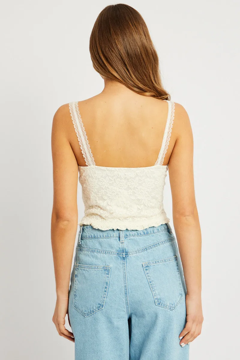White Trimmed Top Sleeveless Lace sold by Ally Fashion product image thumbnail 5